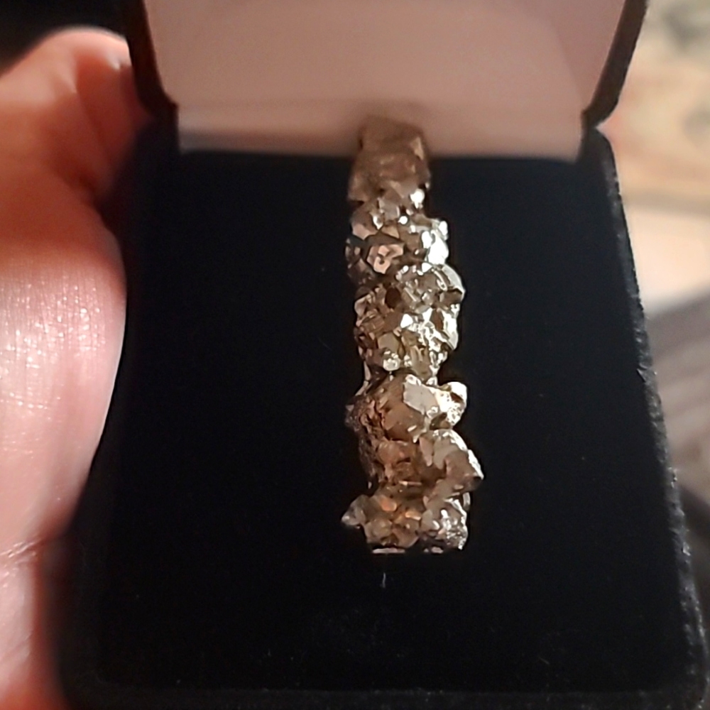 Artisan tie clip with 5 pyrite nuggets